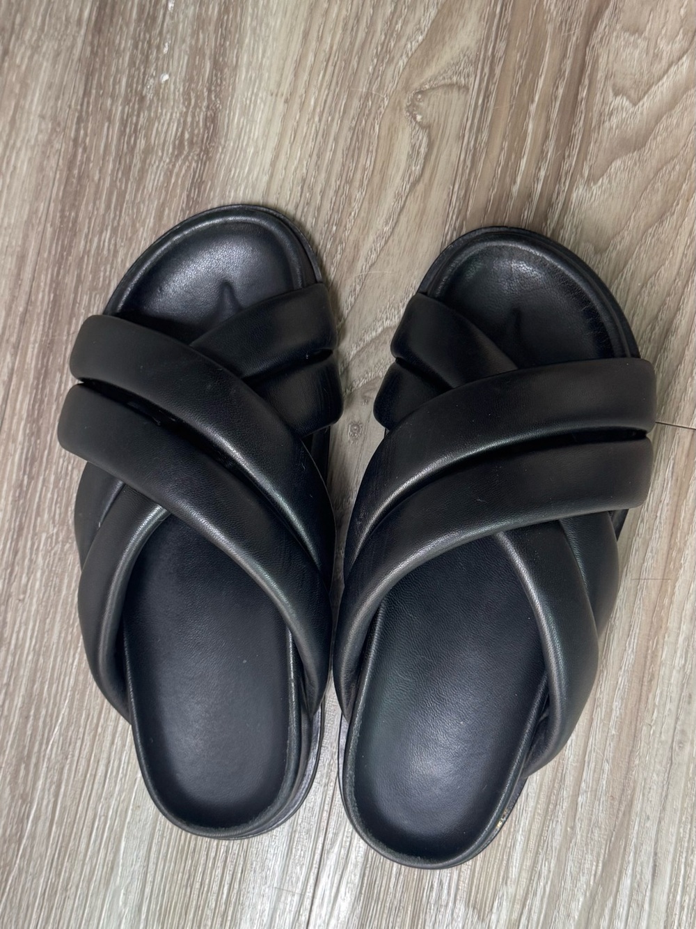 Anine Bing Black Quilted Slide Sandals - Picture 3 of 4